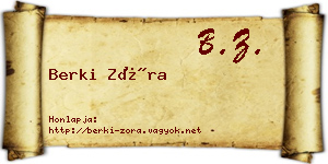 Berki Zóra névjegykártya